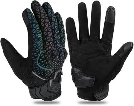 Motorcycle Gloves for Men and Women Touchscreen Motorbike Gloves for BMX ATV MTB Riding Cycling Colorful Reflection