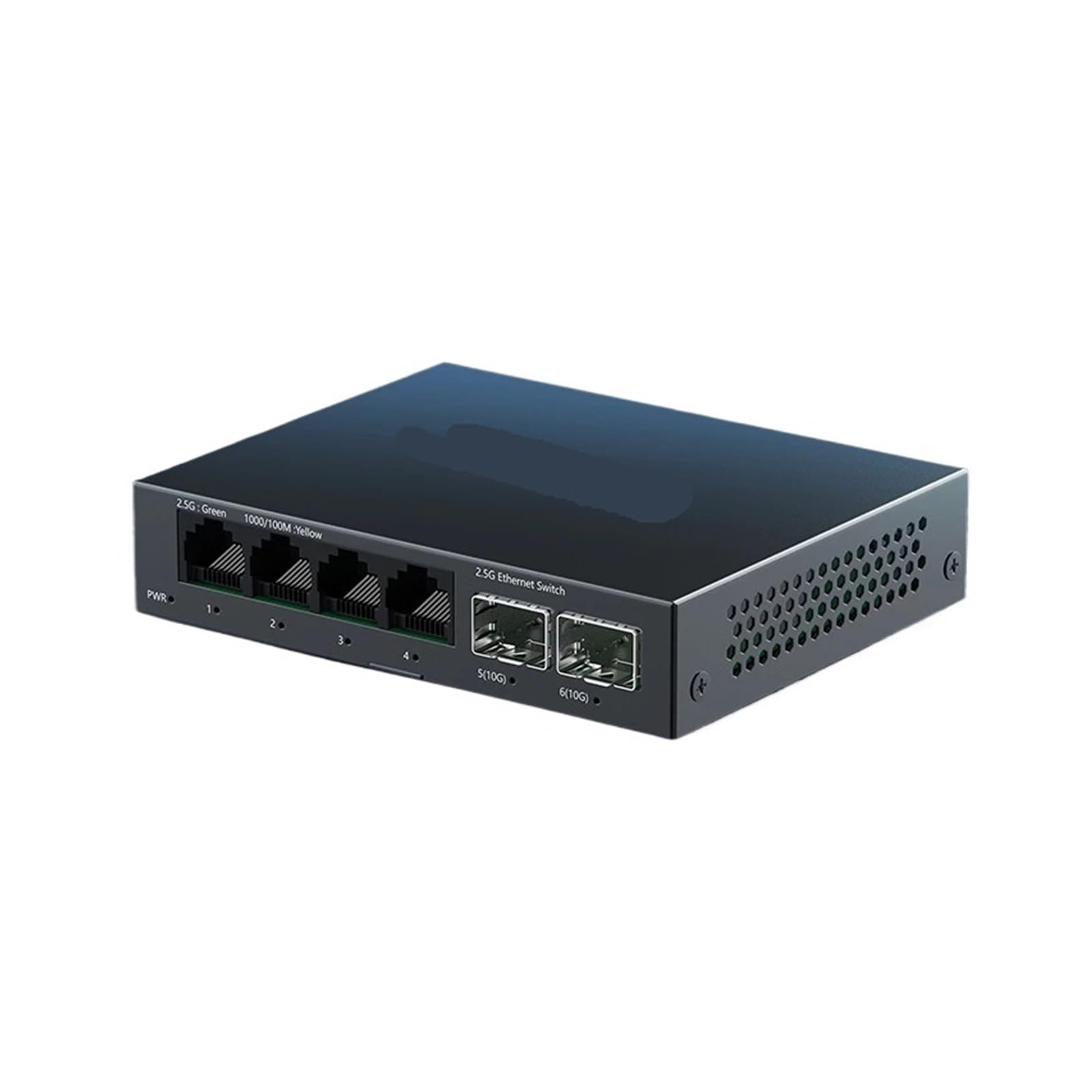 OSHZIKJII 2.5GbE Switch 4 Port 2.5G RJ45 with 2 Port 10G s-f.p+ Fanless Unmanaged Network Switch Desktop Wall Mounted(A/.U Adapter)
