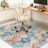 Famibay Tapis Chaise De Bureau 120x150cm Tapis Protection Sol Chaise Bureau Antidérapant Tapis de Sol Bureau Lavable pour Sols Durs Parquet Orange Bleu