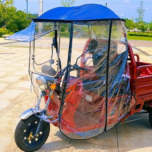 Auvent pour tricycle électrique étanche avec store de protection bleu