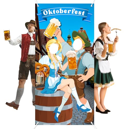 Oktoberfest Couple Photo Door Banner Party Decorations 35 x 73Inch