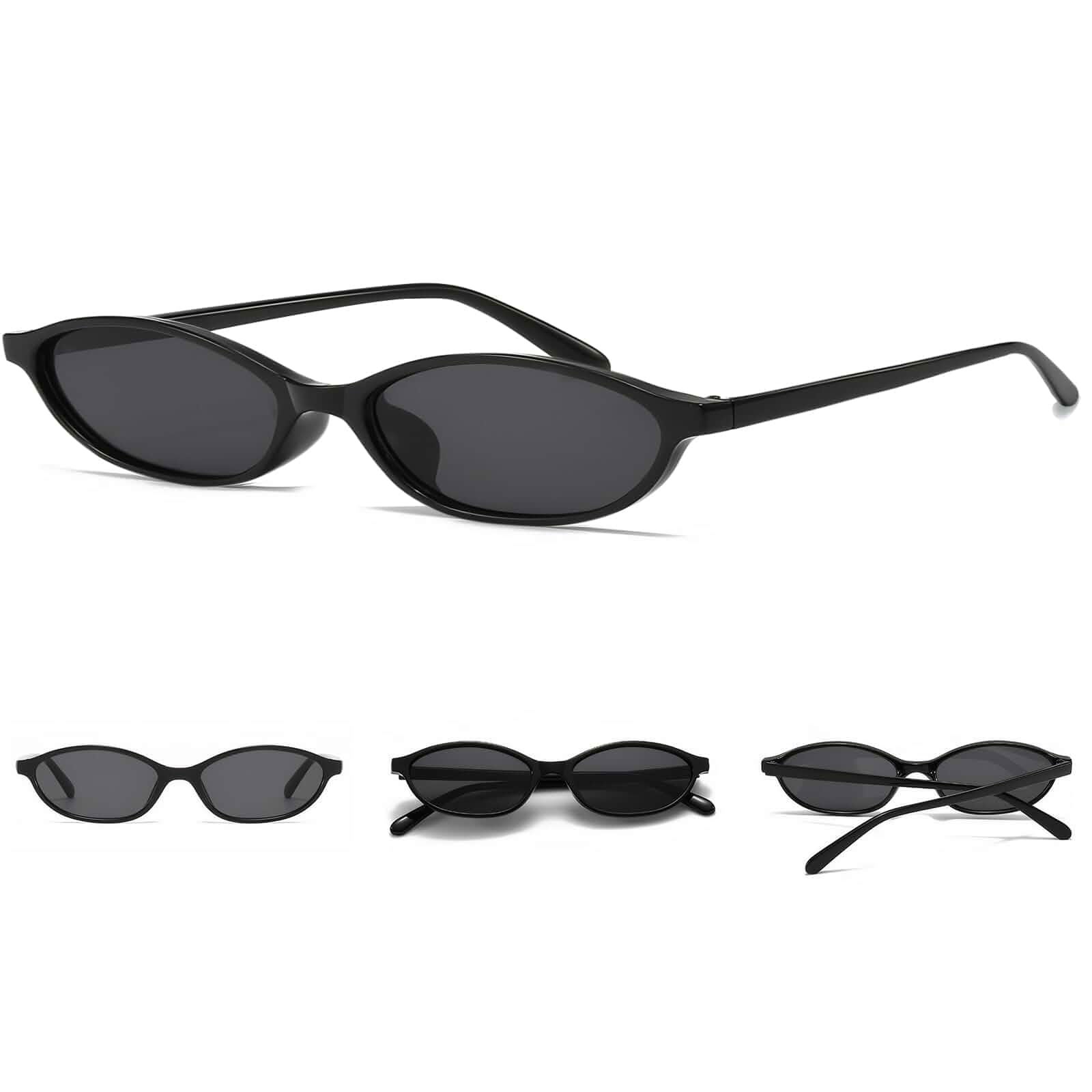 NSODREEM Oval Sunglasses for Women Retro Cat Eye 90s y2k Trendy Thin Sunglasses Womens UV Protection