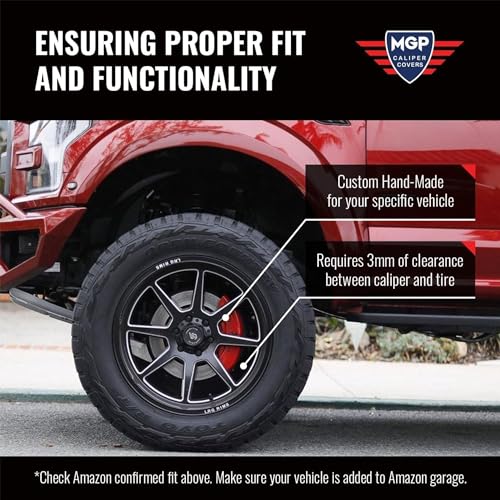Image of MGP Brake Caliper Covers for 2011-2022 Jeep Grand Cherokee | Requires 17 inch+ Wheels, Red Powder-Coated Aluminum, 4 PCS Front and Rear, Jeep Engraving