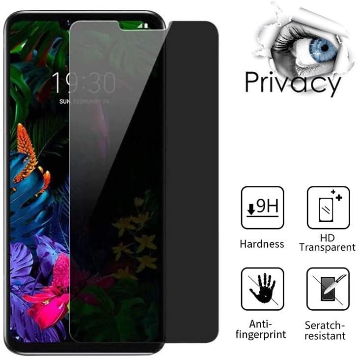Miniatura 2 de VIESUP Protector de pantalla de vidrio templado para LG G8 ThinQ  2 unidades Protector de pantalla de vidrio templado antiespía para LG G8 THINQ