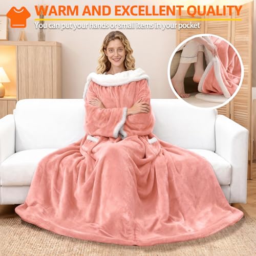 Image of Wearable Heated Blanket With Sleeves & Foot Pocket, Heated Throw Blankets Fast Heating Blanket With 10 Heat Settings Auto Shut Off Over-Heat Protection-Warm Gift, Machine Washable, 52 inch*72 inch+18 inch
