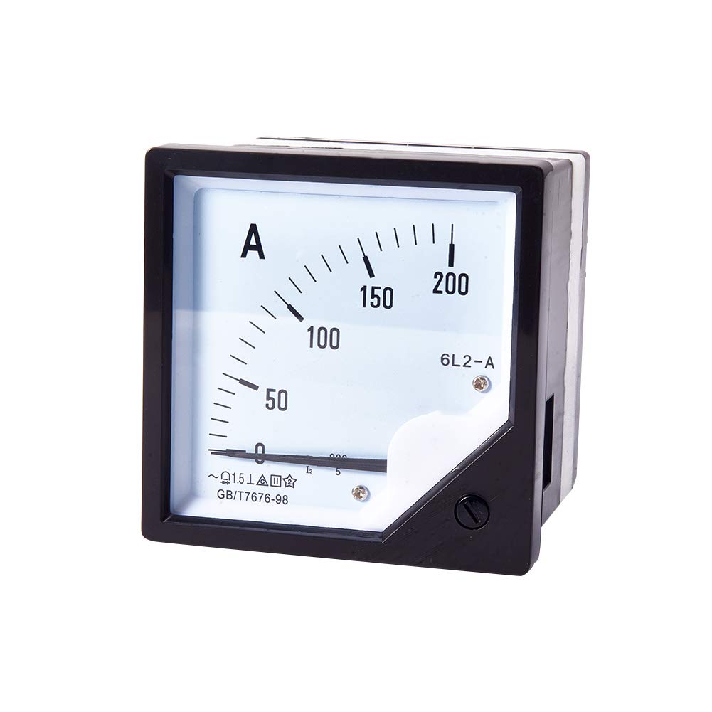 Fielect AC 0-200A Analog Current Panel 6L2 Amp Ammeter Gauge Meter 1.5 Accuracy for Auto Circuit Measurement Tester