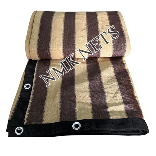 Image of NMK NETS Shade Net 90% Heavy Duty 170 GSM with All Side Eylets for Garden Balcony Multipurpose (10 ft x 25 ft, Chocolate-Brown Color Strap)