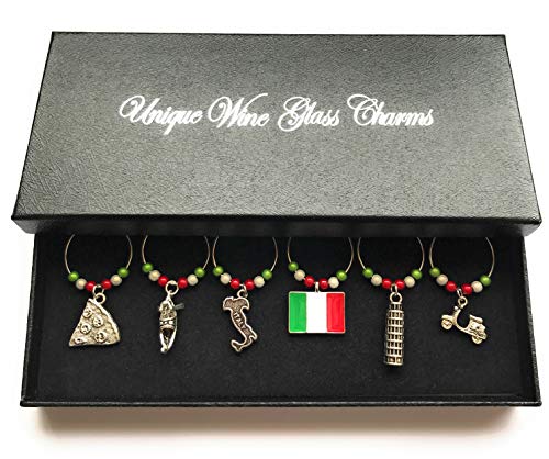 Libby's Market Place Italy Wine Glass Charms with Gift Box