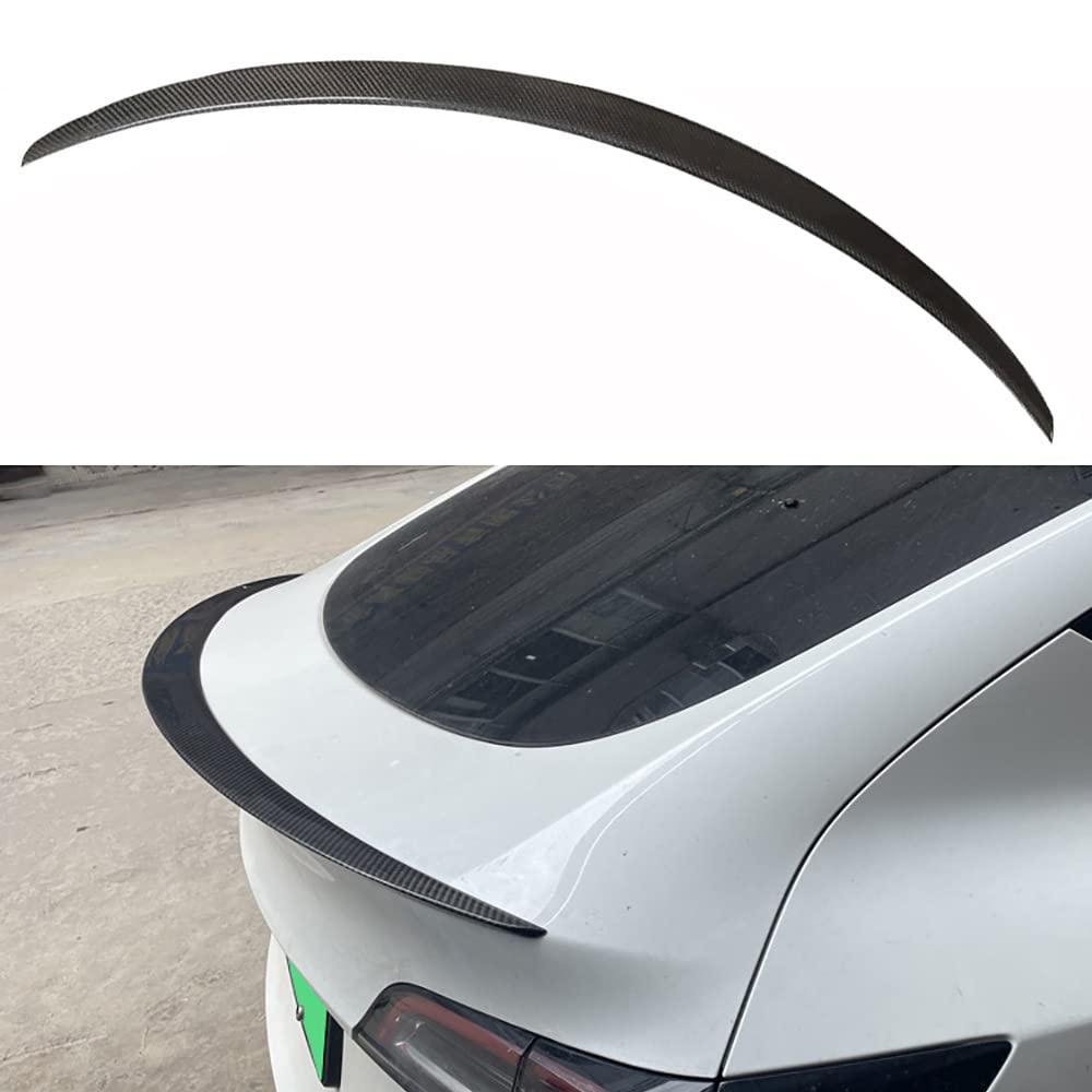 Car Rear Trunk Spoiler Tail Wing, for Tesla Model Y 2020 2021 2022, Black Carbon Fiber, Auto Kit Accessories