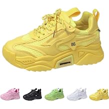 Womens Chunky Dad Sneakers - Candy Color Lace-Up Casual Shoes,Breathable Mesh Fabric,Platform Fashion Sneakers,Comfortable Walking Shoes