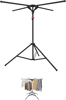 折りたたみ式物干しラック 室内・屋外兼用 洗濯物干しスタンド 大容量 省スペース 軽量ベランダ干し コンパクト衣類干し 工具不要組立 部屋干しラック(簡単折り畳み 日本語説明書付) (ブラック (4))