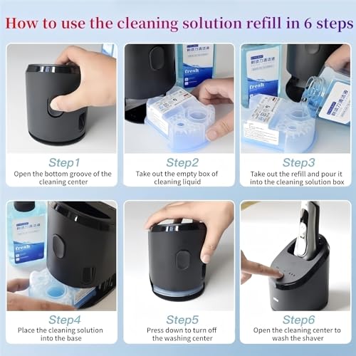 Shaver Cleaning Fluid. Compatible With Braun Clean & Renew Refill Cartridges CCR, For Series 3/5/7/9, Fresh Lemon Scent(4PCS)