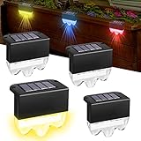 Herefun Lampes de Pont Solaires, Clôture Lampes Solaires, Lampes D'escalier Extérieur, LED Blanc Chaud Etanches Lumières de Marche, 2 Modes, Blanc chaud pour Escaliers, Cour, Allée (4 pcs)