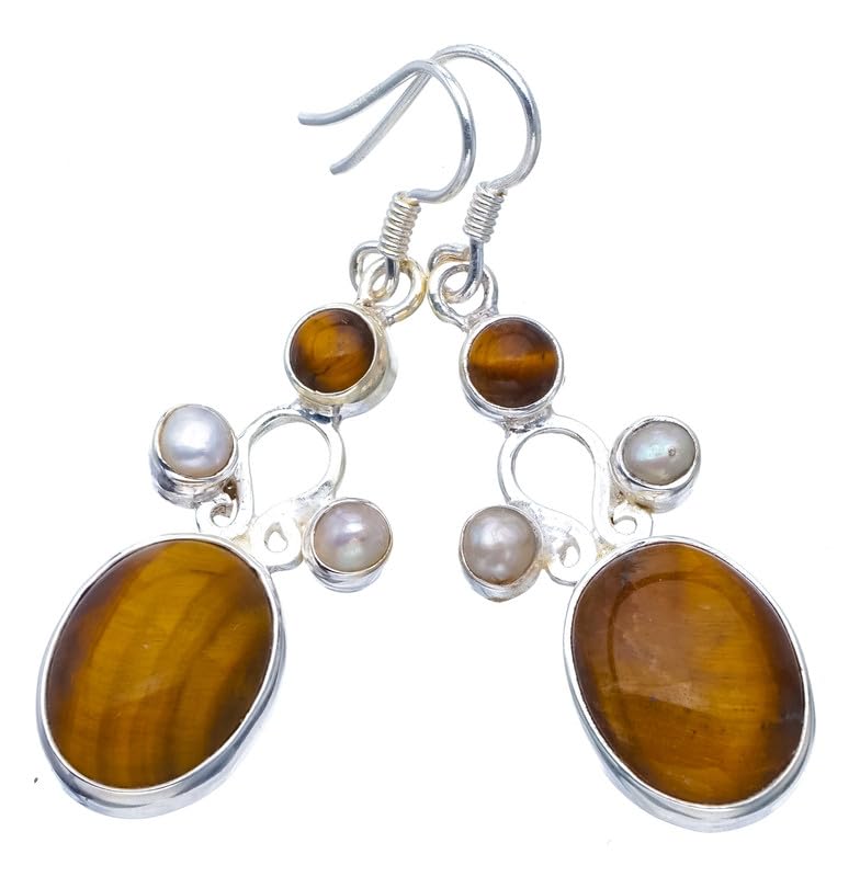 Oeil de tigre et perle de rivière boucles d'oreilles StarGems pour sublimer vos tenues