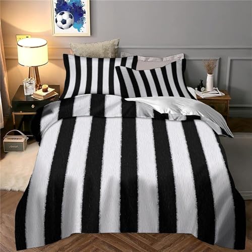 Parure de lit rayures noires housse microfibre premium 140x200 - 6