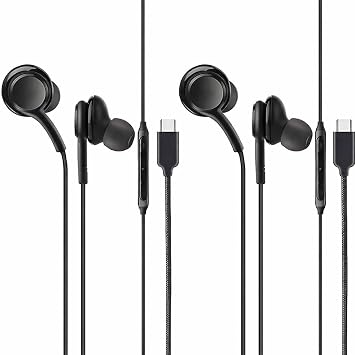 2 Pack USB C Earphones for Samsung Galaxy S26/S26+/S26 Ultra/S25/S25 Plus/S25 Ultra/S25 Edge, Type C Wired Earbuds with Volume Control, HiFi Stereo Sound & Deep Bass, In-Ear Digital Headphones (BLACK)