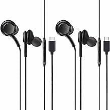 2 Pack USB C Earphones for Samsung Galaxy A57 / A37 / A27 / A56 / A36 / A26 5G, Type C Wired Earbuds with Volume Control, HiFi Stereo Sound & Deep Bass, In-Ear Digital Headphones BLACK