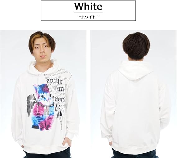 [PSYCHO NATION] サイコネーション サイ子猫 プリント ルーズサイズ プルパーカー ユニセックス ジェンダーレス 113417
