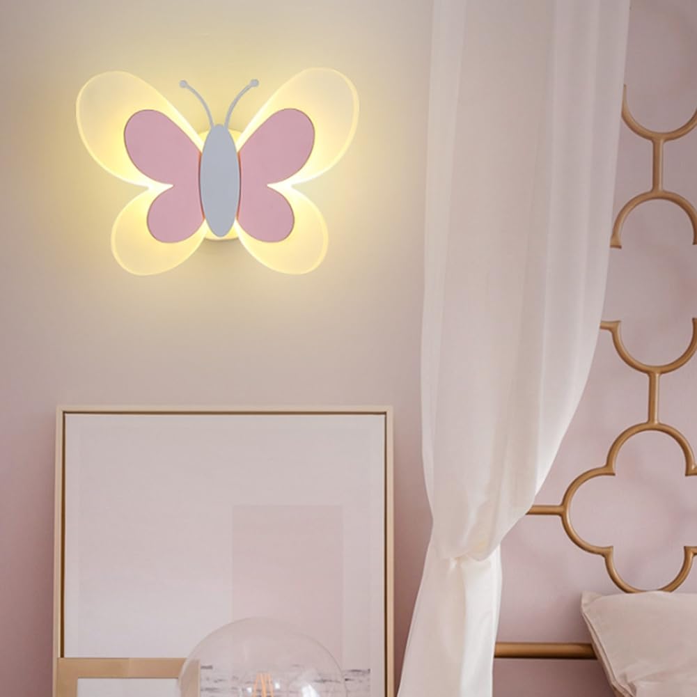Lámpara de Pared con Forma de Mariposa LED, 14 W, 85-265 V, para Dormitorio Infantil, con Forma de Mariposa, con Rosas y Blancas
