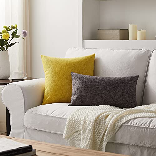 Meekio Set Of 2 Yellow Pillow Covers 18 X 18 Inch Decorative Throw Pillow Covers Linen Cushion Covers For Summer Decor #TOP3