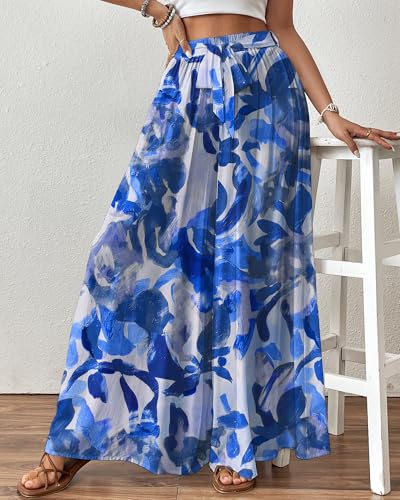 Image of Bsubseach Women Wide Leg Pants Floral Flowy Palazzo Pants