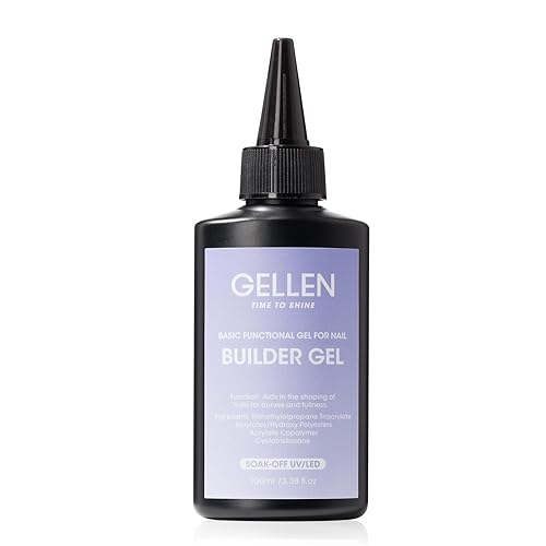 Gellen Gel constructor de uñas transparente de 3.4 fl oz, gel fortalecedor de color duro, construcción de ápice de uñas, gel de uñas UV de larga