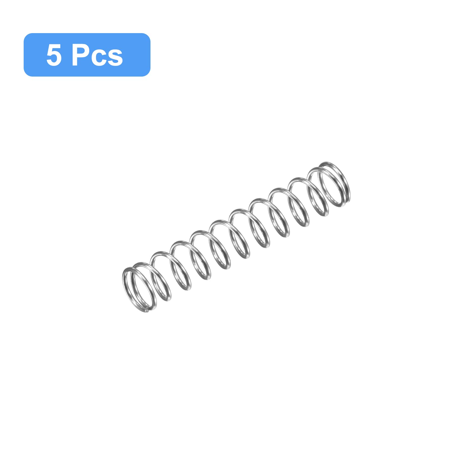 uxcell Compression Spring, 5Pcs 304 Stainless Steel, 5mm OD, 0.5mm Wire Size, 25mm Free Length, Silver Tone — Amazon image 3