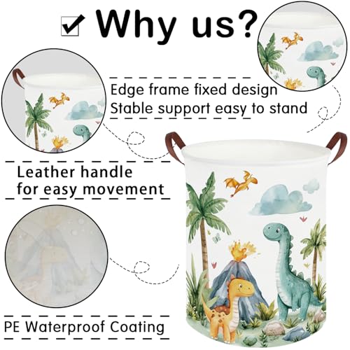 Image of Dinosaurs Baby Laundry Hamper,Collapsible canvas laundry basket,Dinosaur Baskets for Boys,Dragon dirty clothes basket,Baby Room decor(Roaring dinosaur)