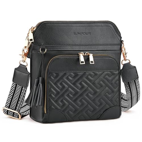 Image of Crossbody Bags for Women with Built In Wallet,RFID Travel Purse | Quilted Design, RFID Protection, Multiple Compartments, Organized Storage, iPad Compatible, Adjustable Strap