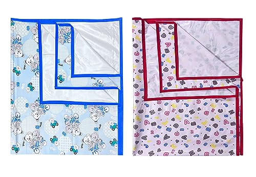 Image of EcoSoft Plastic Sheet,PVC Sheet for Kids,Rubber Sheet for Babies,Bed Wetting Protector(90 x 135 cm) (Blue Bear & ABC123 Pink)
