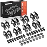 A-Premium 16Pcs Alloy Steel Engine Roller Tip Rocker Arms with Self-aligning Compatible with Chevy SBC 350, 1.6 Ratio, 3/8' Studs