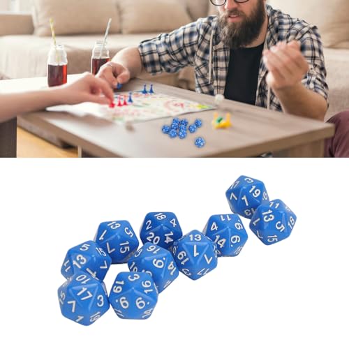 10-teiliges Leichtes Würfelset, Proof D20 Polyeder-Würfelset, Hochfeste 20-seitige Würfel für RPG-Spieltische (Blue)
