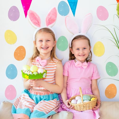Image of Easter Glitter Egg Cutouts - 100Pcs Colorful Solid Egg Shape Paper Cutouts Bulk Spring Paper Die Cut with Glue Points for Kids Party Classroom Sunday School Bulletin Board Decor Craft Project Supplies