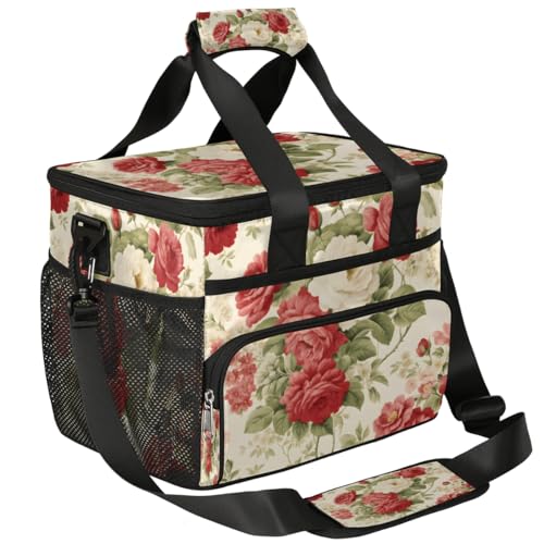 Blossom Flower Insulated Picnic Backpack Lunch Box for Women Men Picnic Basket Tote Lunch Bag Picnic Bag Portable Lunch Bags for Picnic, Beach, Work, Trip,Office, Camp Roses