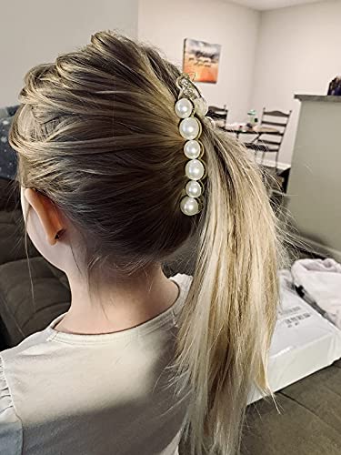 Deeka 6 Pcs Pearl Hair Clip Banana Clips Ponytail Holder Banana Hair Clips Thick Fine Hair Clip French Barrettes Rhinestones Jaw Clips For Women And Girls #TOP5