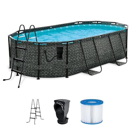 Funsicle Oasis Designer 13' x 39.5' Oval Above Ground Swimming Pool Set with 2-in-1 Filter Pump & Ladder - Easy Setup for Backyard Fun