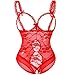 Produktbild Sosila Reizwäsche, Nachtwäsche, Sexy Unterwäsche, Damen Babydoll Dessous, Lingerie Kleid transparent, Negligee, sexy Dessous, Spitze Durchsichtig Nachtwäsche, Lingerie, Nachtkleid (Rot, One Size)