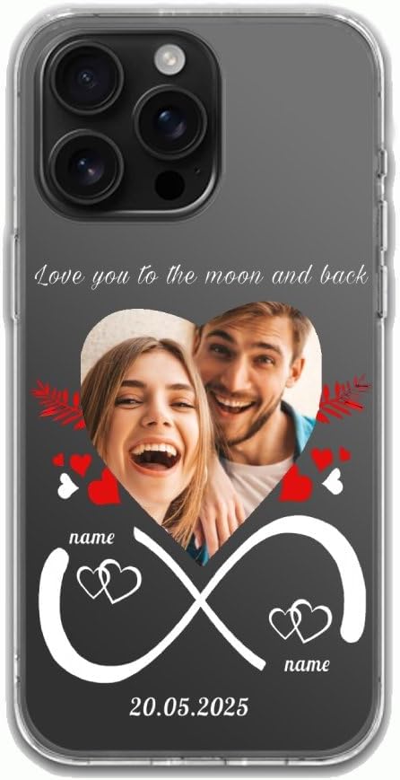 Create Your Own Transparent Phone Cover Add 1 Heart Photo and Text Personalized Gift for Family Friends Lovers for iPhone 17 16 15 14 13 12 11