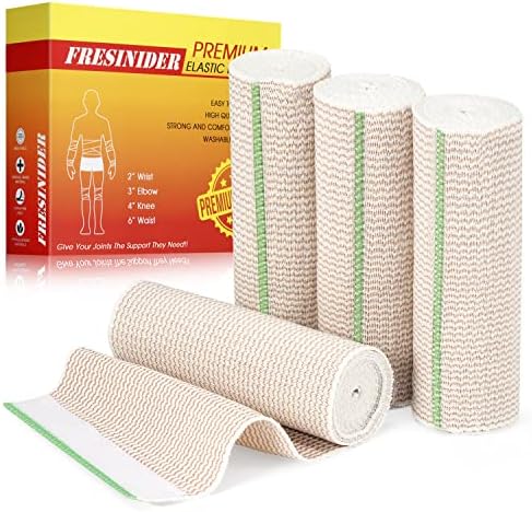 astic Bandage Wrap, 4 Pack 6" Cotton Latex Free Compression Bandage Wrap with Touch Closure at Both Ends, Support & First Aid for Sports, Medical, and Injury Recovery