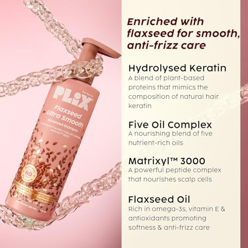 Image of PLIX - THE PLANT FIX Flaxseed Ultrasmooth Advanced Shampoo & Conditioner Combo | | Plant Keratin PF & Flaxseed Oil | Smooth & Manageable Hair | Controls Frizz | Paraben & Sulphate Free