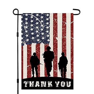 Patriotic American Soldier Thank You Garden Flag 12×18 Inch Burlap Double Sided 4th of July Independence Day Memorial Day Yard Outdoor Decor USA Flags DF454