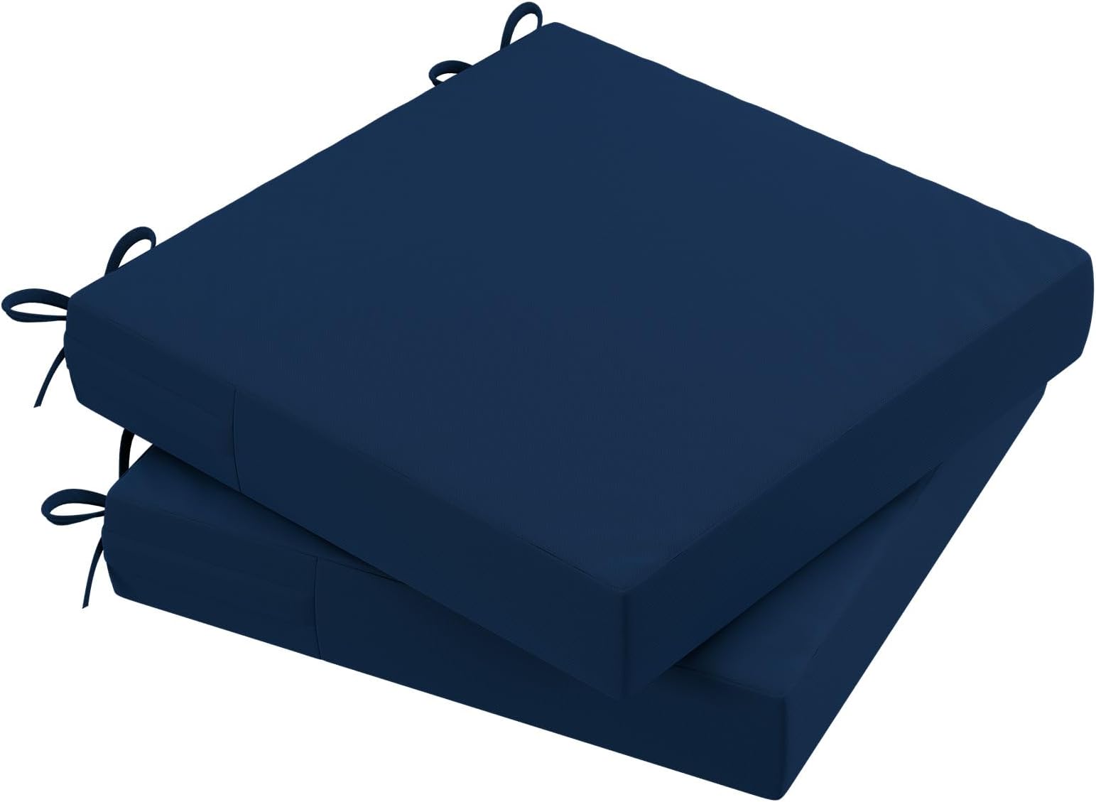 AAAAAcessories Outdoor Seat Cushions for Chairs, Waterproof, Fade-Resistant Patio Furniture Replacement Cushions, 20" x 20" x 3", Set of 2, Navy BlueGlobal Recycled StandardGlobal Recycled StandardGlobal Recycled Standard