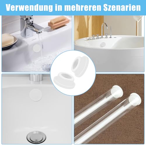 9 Stück Waschbecken Überlauf Abdeckung, Überlaufabdeckungen für Waschbecken Gummi, Wiederverwendbare Waschbecken Überlauf, für Meisten Waschbeckenverkleidung mit 22–24 mm, Küche, Badewanne