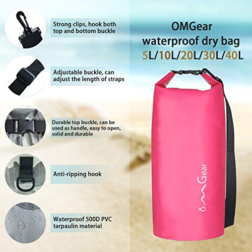 Image of OMGear Waterproof Dry Bag Backpack Phone Pouch 40L /30L /20L /10L /5L Floating Dry Sack for Kayaking Boating Outdoors Activities