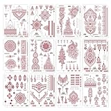 Autocollants De Tatouage 24Pcs, Tatouages Temporaires Pour Femmes, Autocollants À Motif Rouge, Faux Tatouages Imperméables, Décorations Pour Le Cou, Les Bras Et Les Jambes.