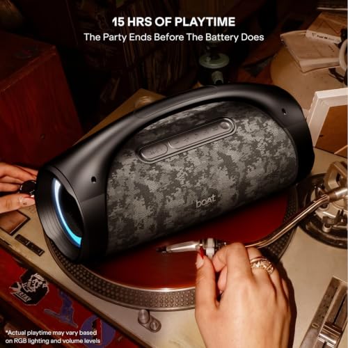 Image of boAt Stone 900 w / 80W Signature Sound, Up to 15 Hours Playtime, IPX5 Resistant, Type-C Charging, TWS Feature, Built-in Mic, Voice Assistant Portable Wireless Bluetooth Speaker (Graphite Black)