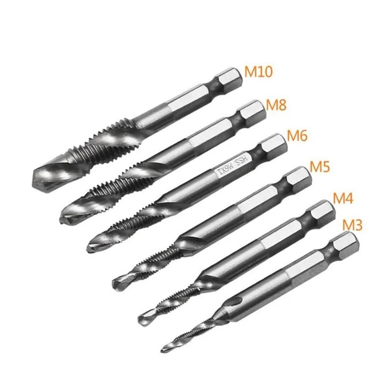 1pc M8 70mm Metric Screw Taps Drill Bits HSS 1/4'' Hex Shank Thread Tap Spiral Screw Drill Bit Woodworking Tools DIOBFZFY