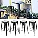 Tabouret de Bar Industrielle Lot de 4, Tabouret Haut 76cm Metal et Bois 150 KG, Ne Besoin d'installer (Noir, 4)