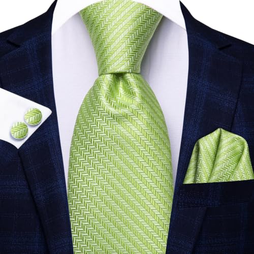 Image of Hi-Tie Men's Tie Sets Silk Paisley Striped Necktie Pocket Square Cuff-links Sets Wedding Business Holiday