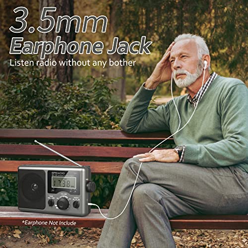 Image of Greadio Portable Shortwave Radio with Best Reception,AM FM Transistor,LCD Display,Time Setting,Battery Operated by 4 D Cell Batteries or AC Power,Big Speaker,Earphone Jack for Gift,Elder,Home
